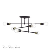 Delacroix 6-Light Semi-Flush Mount in Bronze with Antique Brass Accents