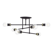 Delacroix 6-Light Semi-Flush Mount in Bronze with Antique Brass Accents
