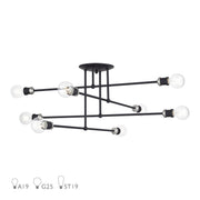 Delacroix 8-Light Semi-Flush Mount in Black with Brushed Nickel Accents