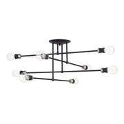 Delacroix 8-Light Semi-Flush Mount in Black with Brushed Nickel Accents