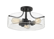 Delaney 3 Light 15" Semi Flush Mount in Matte Black