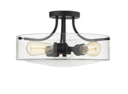 Delaney 3 Light 15" Semi Flush Mount in Matte Black