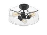 Delaney 3 Light 15" Semi Flush Mount in Matte Black