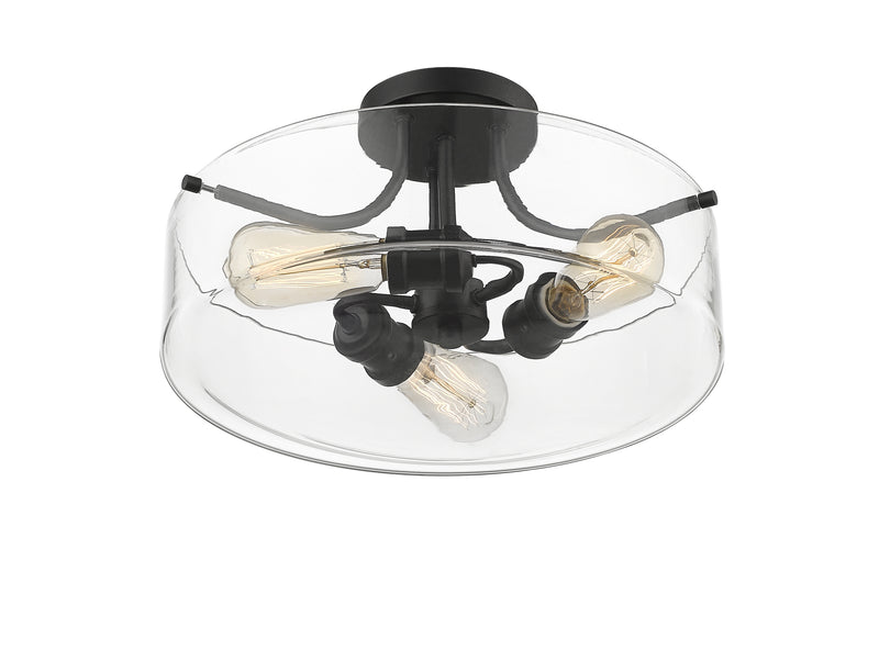 Delaney 3 Light 15" Semi Flush Mount in Matte Black
