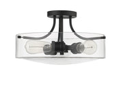 Delaney 3 Light 15" Semi Flush Mount in Matte Black