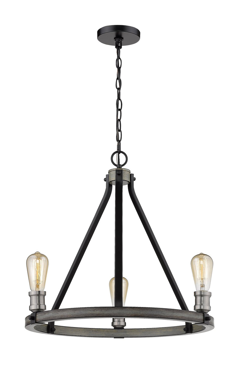 Kirkland 3 Light 20" Chandelier in Ashen Barnboard