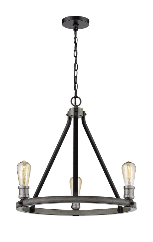 Kirkland 3 Light 20" Chandelier in Ashen Barnboard