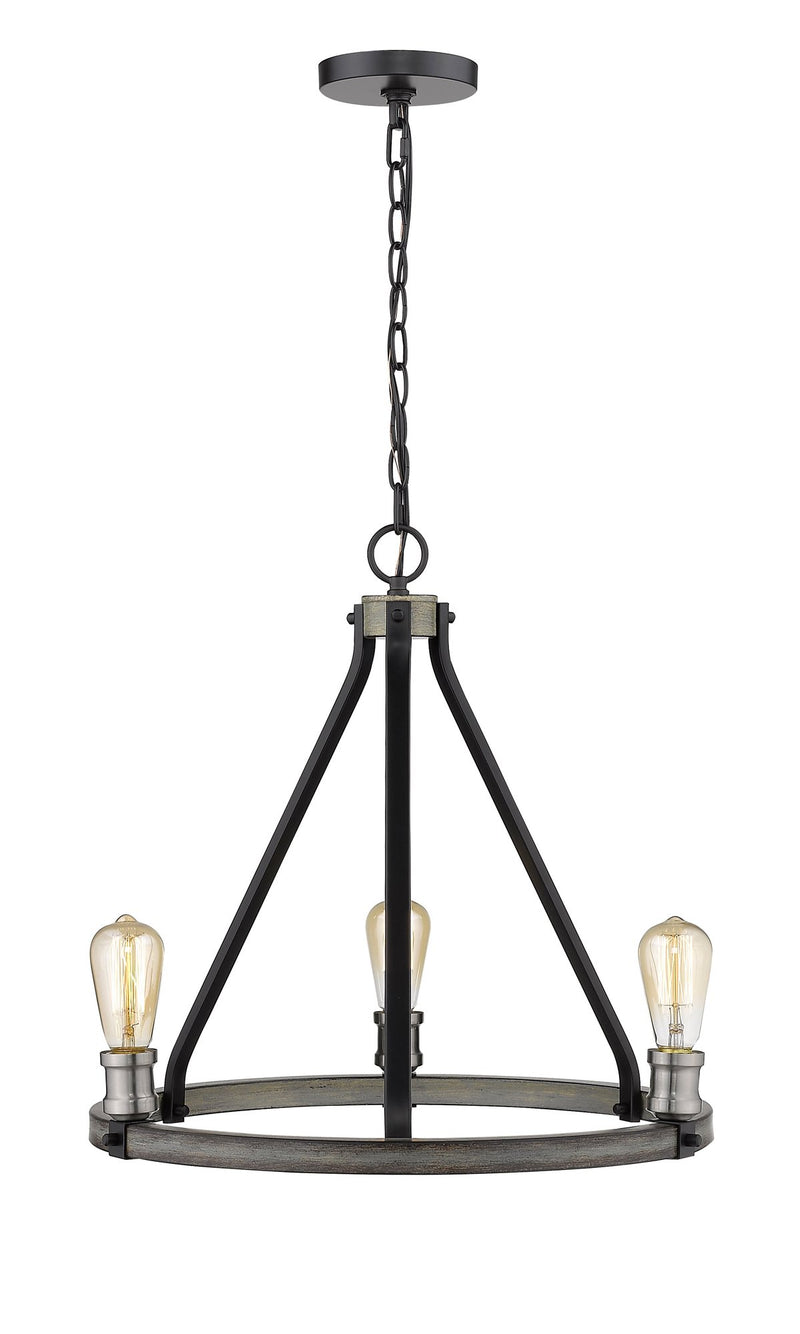 Kirkland 3 Light 20" Chandelier in Ashen Barnboard
