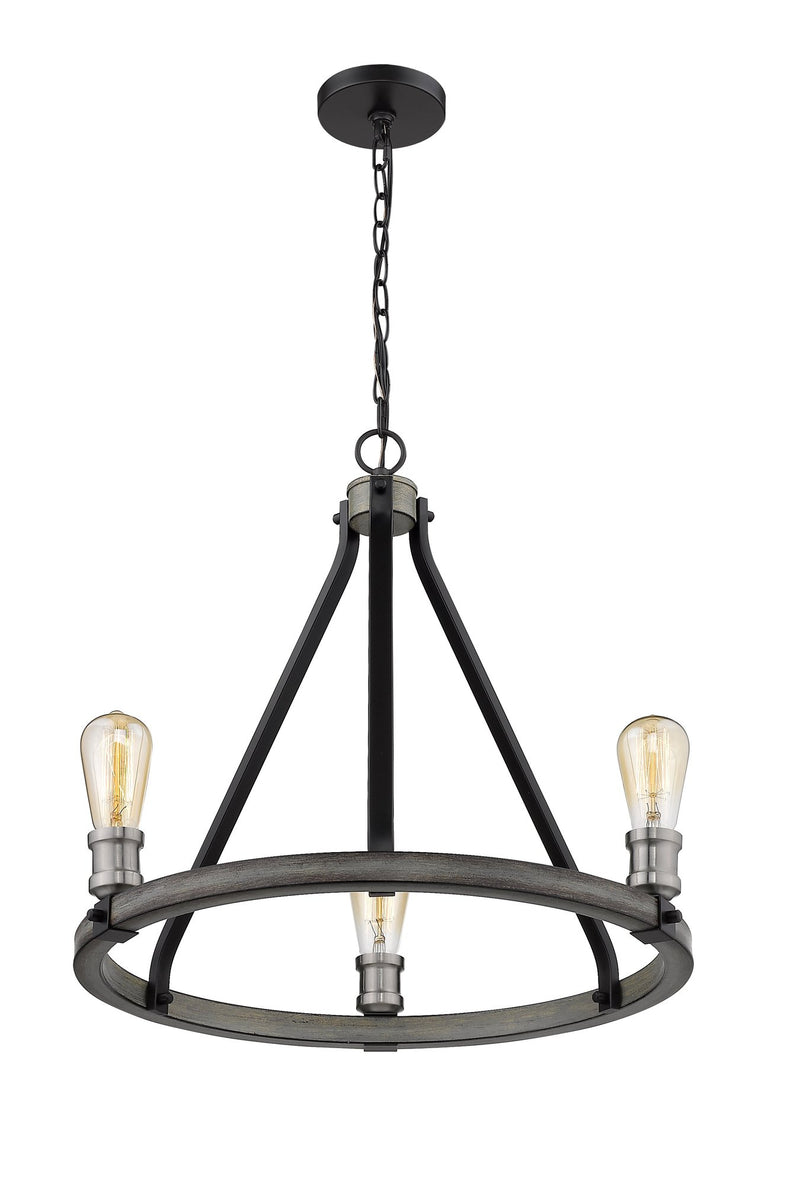 Kirkland 3 Light 20" Chandelier in Ashen Barnboard