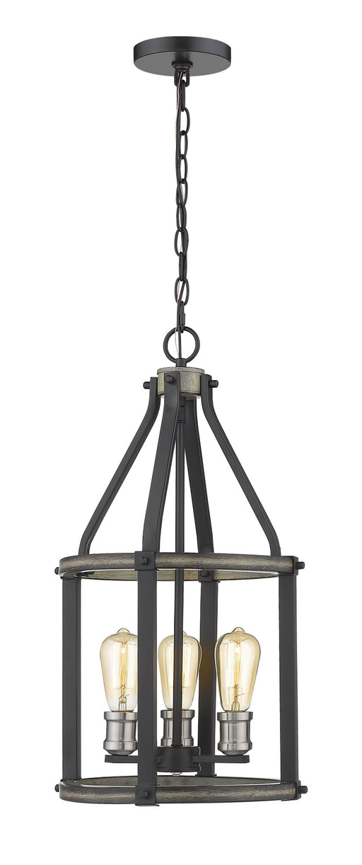 Kirkland 3 Light 12" Chandelier in Ashen Barnboard