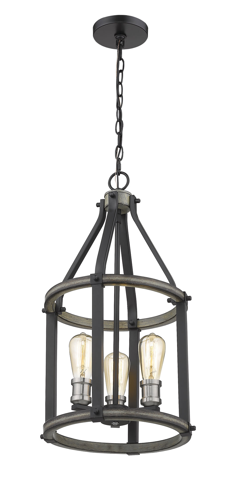 Kirkland 3 Light 12" Chandelier in Ashen Barnboard