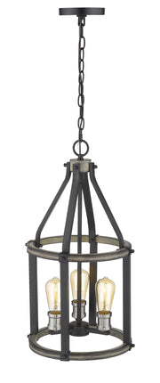 Kirkland 3 Light 12" Chandelier in Ashen Barnboard