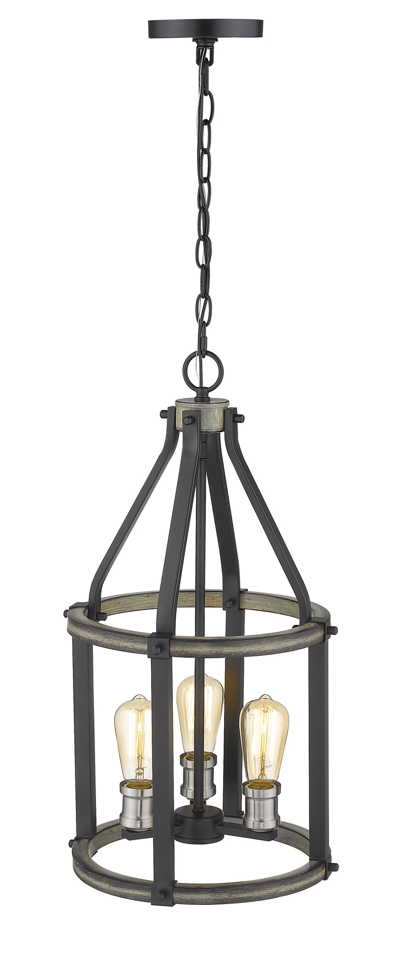Kirkland 3 Light 12" Chandelier in Ashen Barnboard