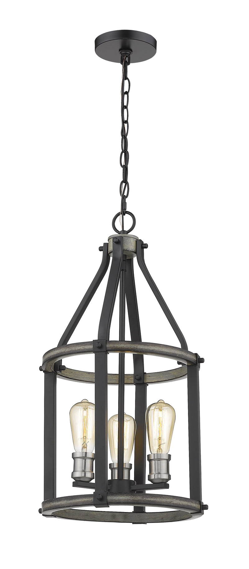 Kirkland 3 Light 12" Chandelier in Ashen Barnboard