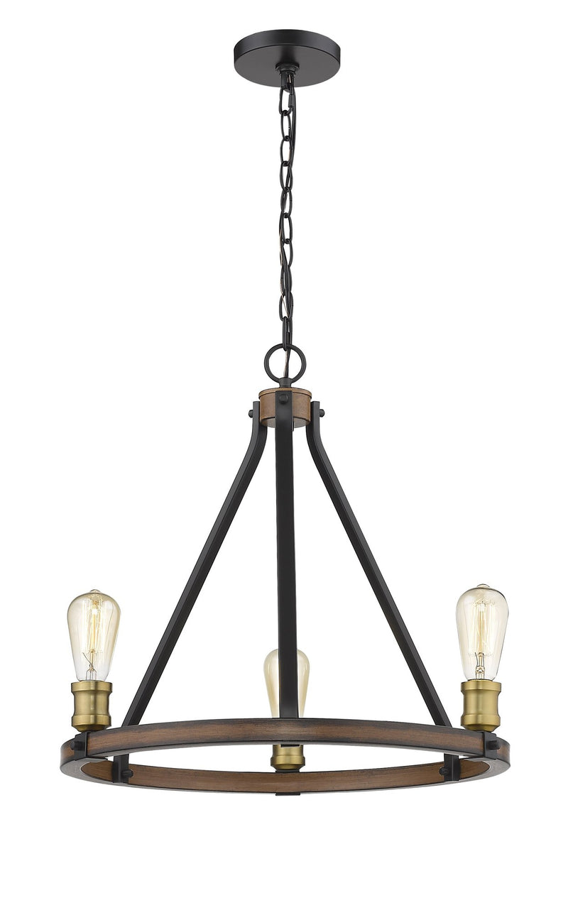 Kirkland 3 Light 20" Chandelier in Rustic Mahogany