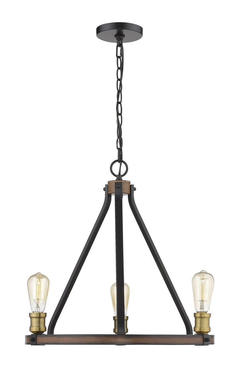 Kirkland 3 Light 20" Chandelier in Rustic Mahogany