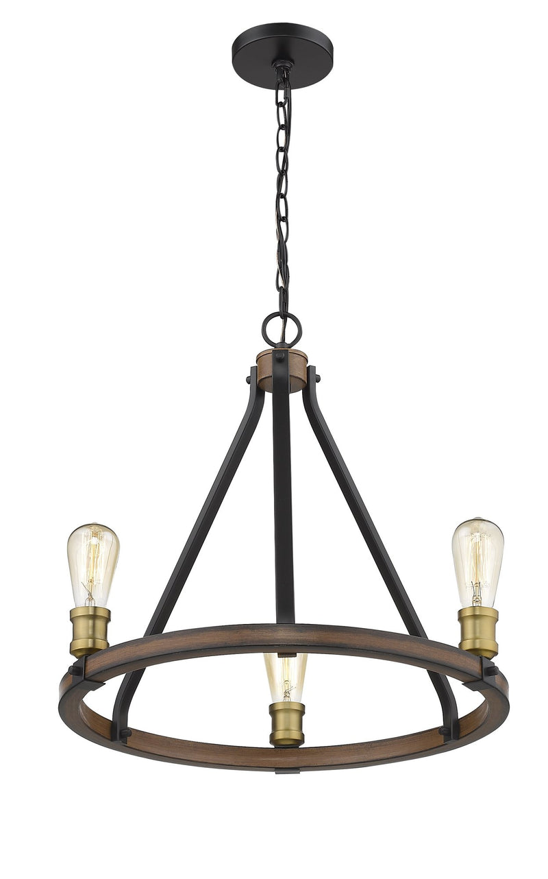 Kirkland 3 Light 20" Chandelier in Rustic Mahogany