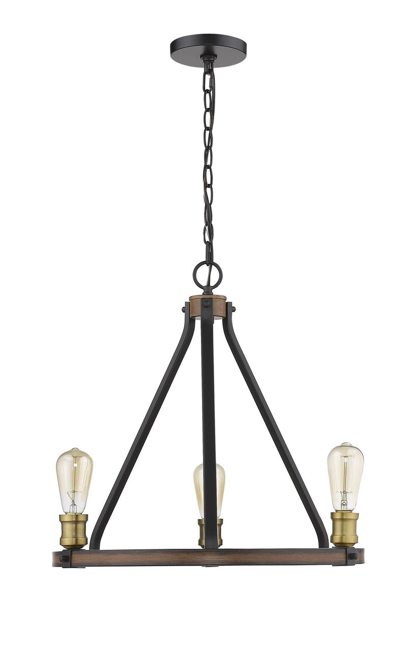 Kirkland 3 Light 20" Chandelier in Rustic Mahogany
