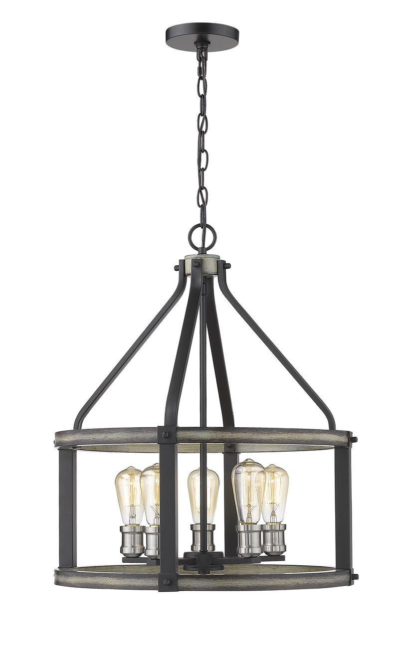 Kirkland 5 Light 20" Chandelier, 24.5" Tall in Ashen Barnboard