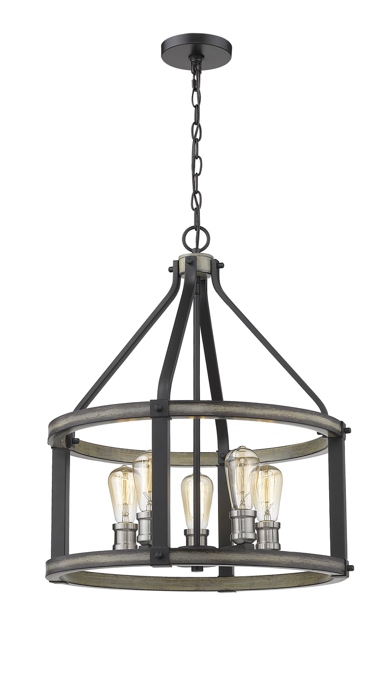 Kirkland 5 Light 20" Chandelier, 24.5" Tall in Ashen Barnboard