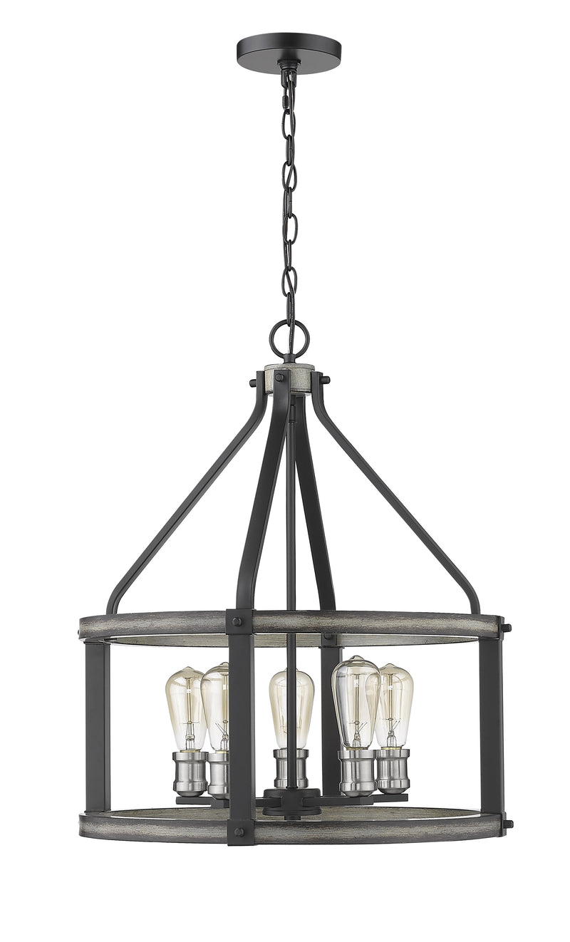Kirkland 5 Light 20" Chandelier, 24.5" Tall in Ashen Barnboard