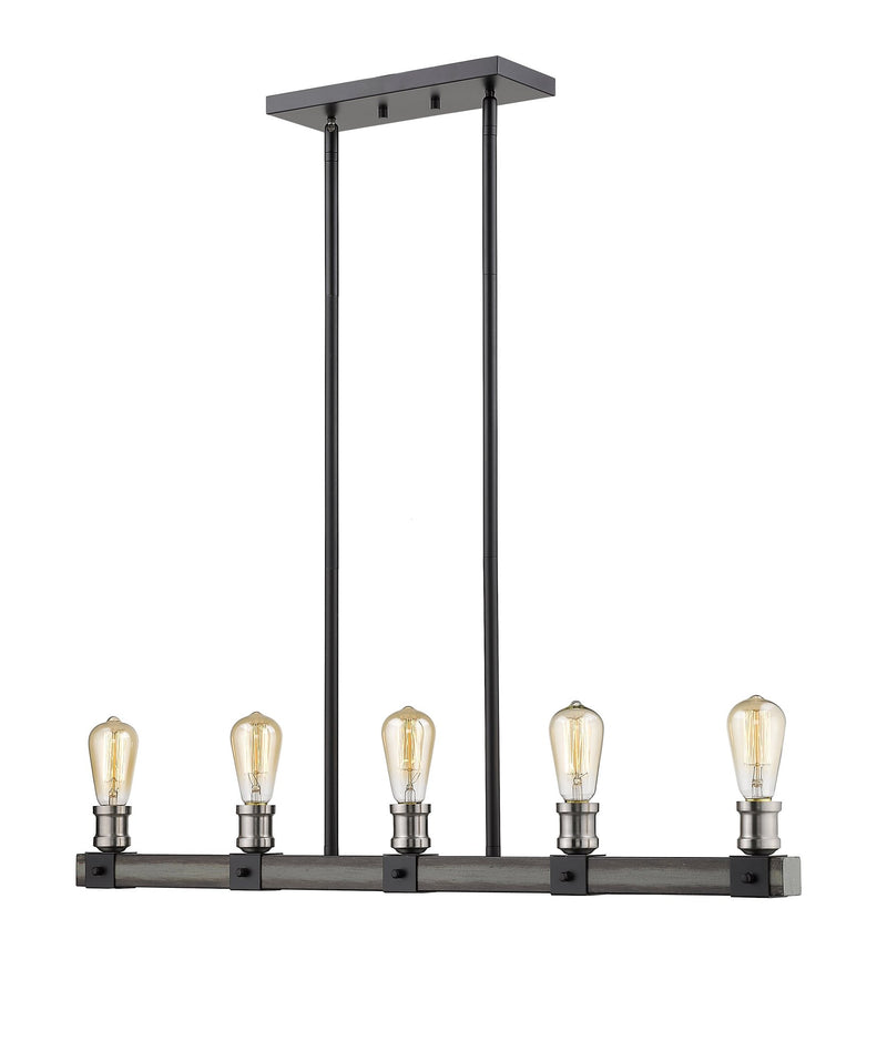 Kirkland 5 Light 36" Linear Pendant in Ashen Barnboard