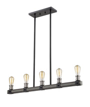 Kirkland 5 Light 36" Linear Pendant in Ashen Barnboard