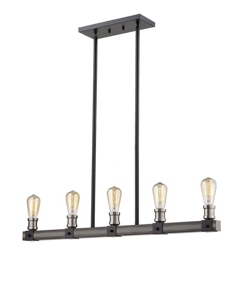 Kirkland 5 Light 36" Linear Pendant in Ashen Barnboard