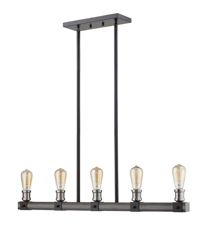 Kirkland 5 Light 36" Linear Pendant in Ashen Barnboard