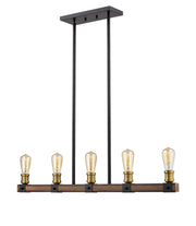 Kirkland 5 Light 36" Linear Pendant in Rustic Mahogany