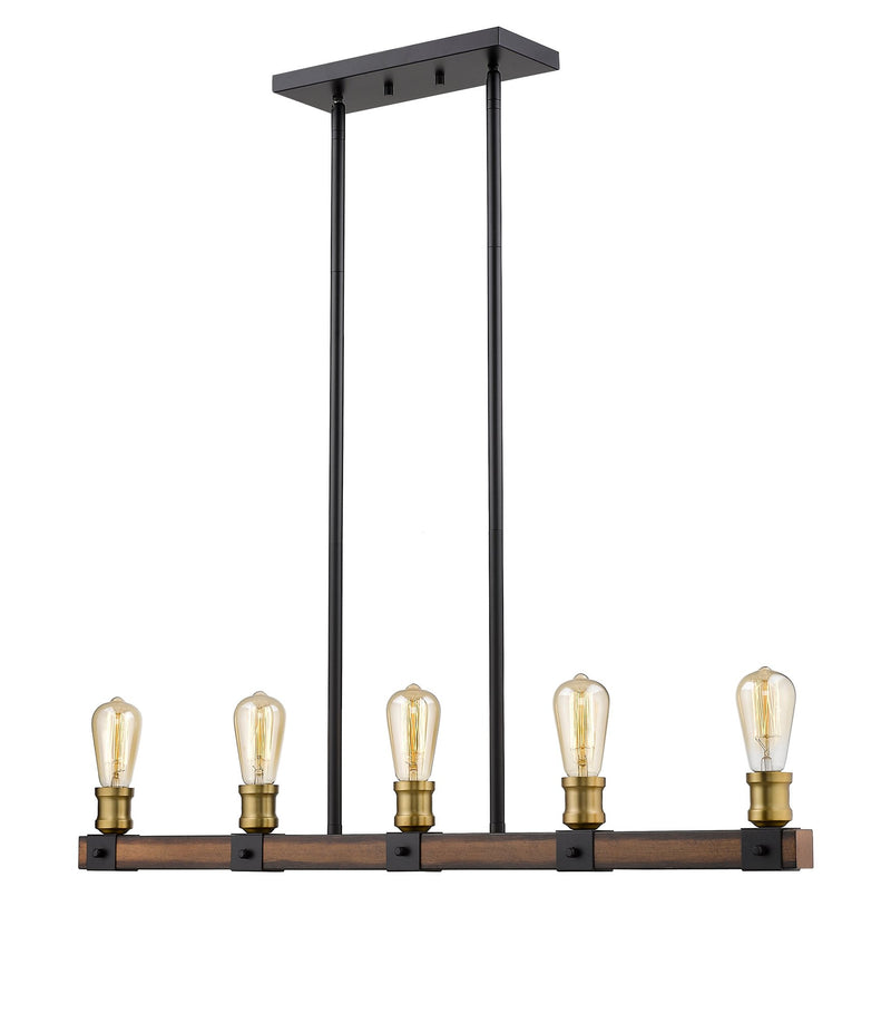 Kirkland 5 Light 36" Linear Pendant in Rustic Mahogany
