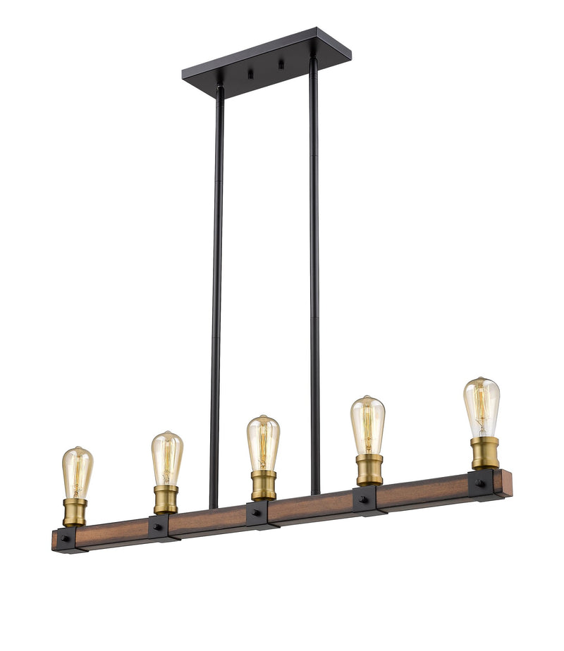 Kirkland 5 Light 36" Linear Pendant in Rustic Mahogany