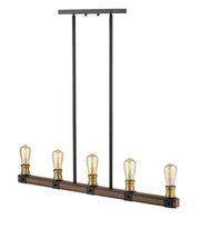 Kirkland 5 Light 36" Linear Pendant in Rustic Mahogany
