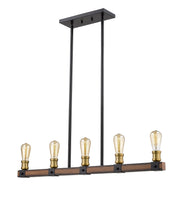 Kirkland 5 Light 36" Linear Pendant in Rustic Mahogany