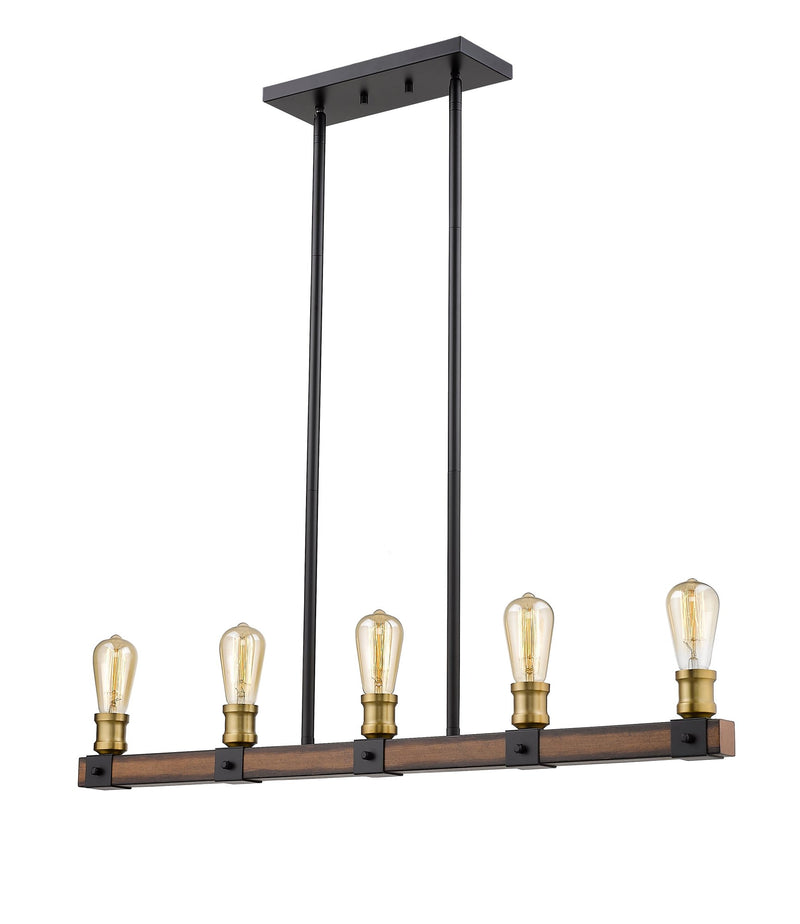 Kirkland 5 Light 36" Linear Pendant in Rustic Mahogany