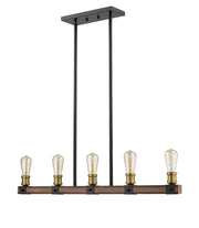 Kirkland 5 Light 36" Linear Pendant in Rustic Mahogany