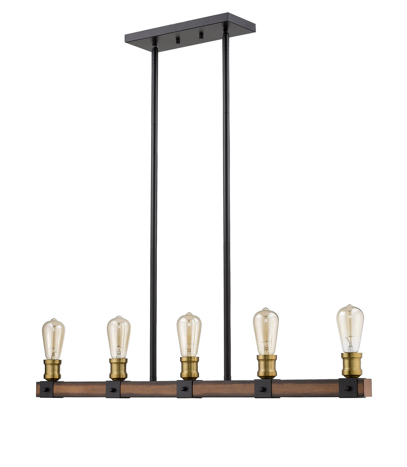 Kirkland 5 Light 36" Linear Pendant in Rustic Mahogany