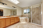 Kirkland 5 Light 38" Vanity in Rustic Mahogany in a room setting