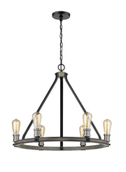 Kirkland 6 Light 25" Chandelier, 23" Tall in Ashen Barnboard