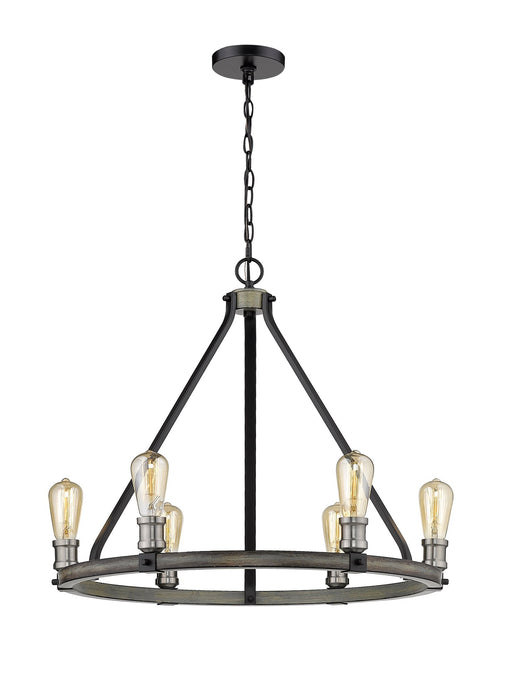 Kirkland 6 Light 25" Chandelier, 23" Tall in Ashen Barnboard