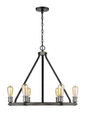 Kirkland 6 Light 25" Chandelier, 23" Tall in Ashen Barnboard