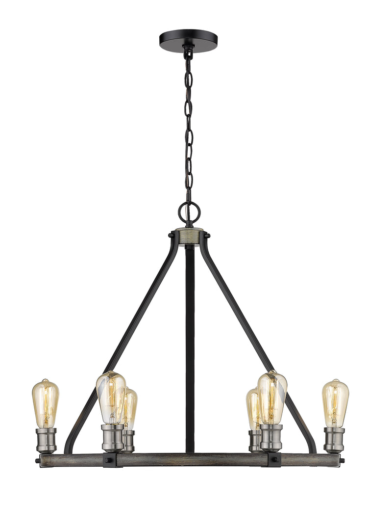 Kirkland 6 Light 25" Chandelier, 23" Tall in Ashen Barnboard