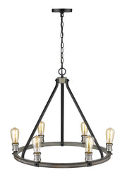 Kirkland 6 Light 25" Chandelier, 23" Tall in Ashen Barnboard