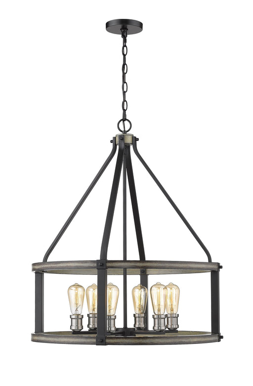 Kirkland 6 Light 25" Chandelier, 30" Tall in Ashen Barnboard