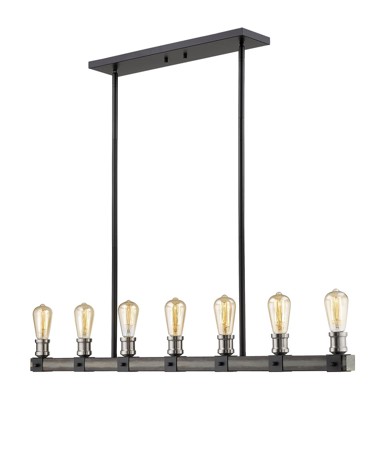 Kirkland 7 Light 44" Linear Pendant in Ashen Barnboard