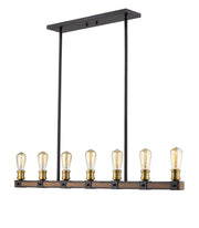 Kirkland 7 Light 44" Linear Pendant in Rustic Mahogany