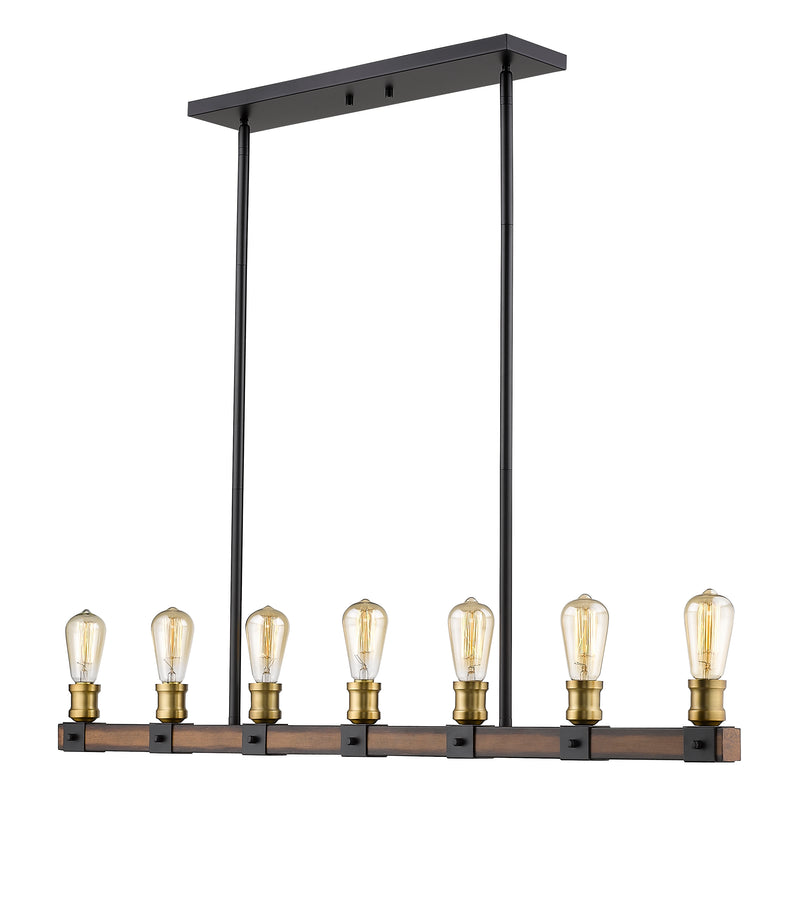 Kirkland 7 Light 44" Linear Pendant in Rustic Mahogany