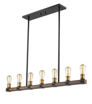 Kirkland 7 Light 44" Linear Pendant in Rustic Mahogany
