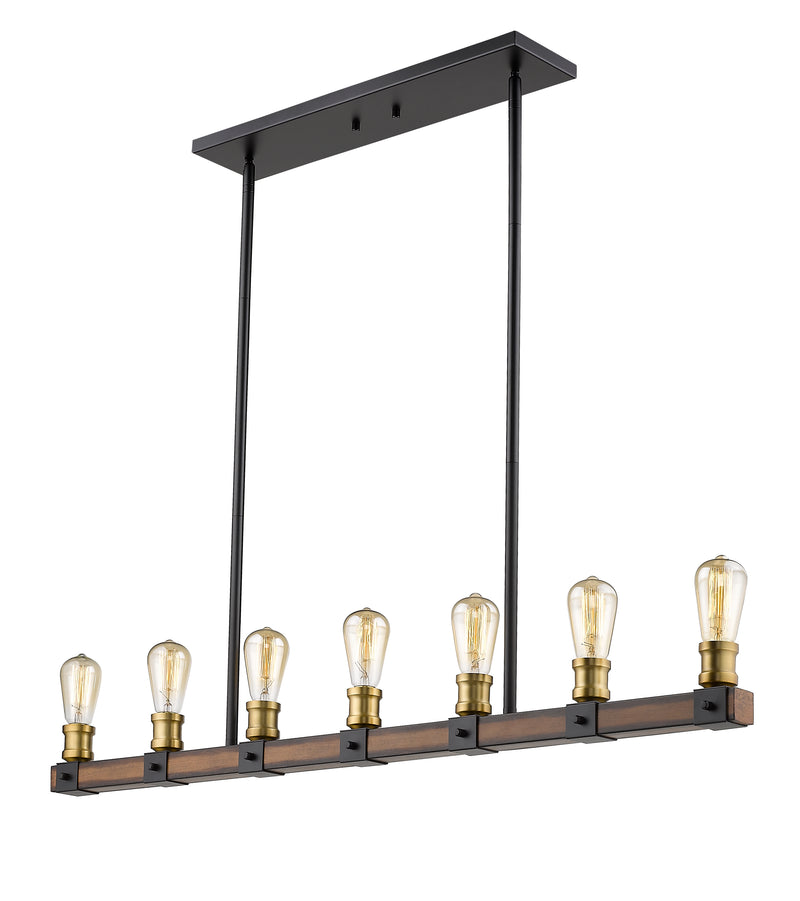 Kirkland 7 Light 44" Linear Pendant in Rustic Mahogany