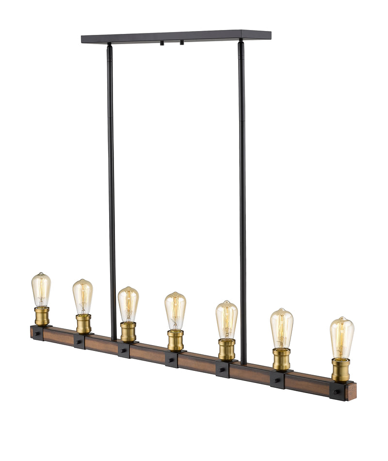 Kirkland 7 Light 44" Linear Pendant in Rustic Mahogany